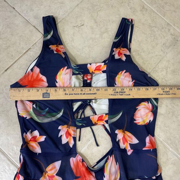 Esprlia Bathing Suit 1 Pc Plus Size 2XL Soft Cup Full Skirt Cut Out Floral Print - Picture 4 of 15